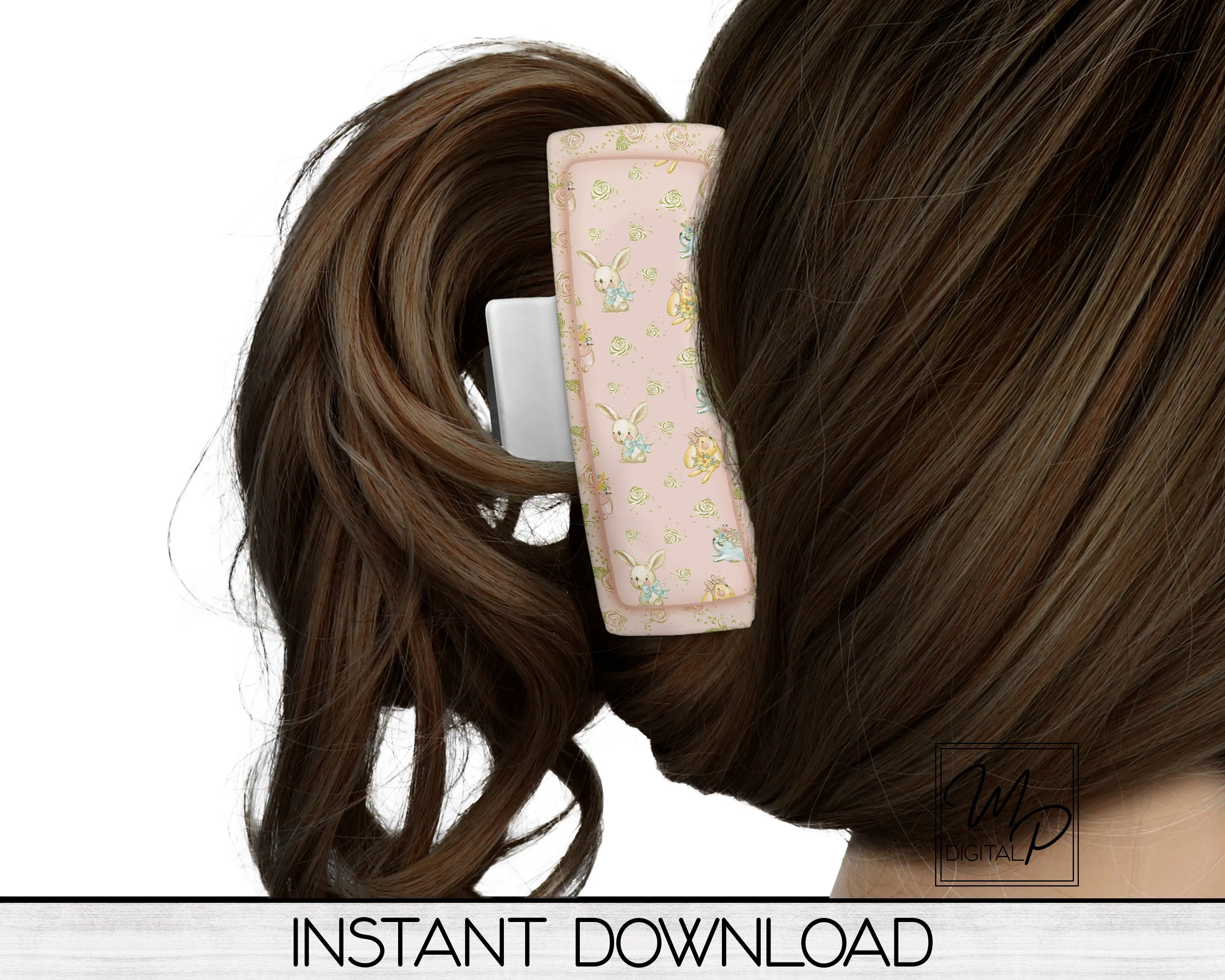 Easter Bunny Hair Clip PNG Sublimation Design, Digital Download