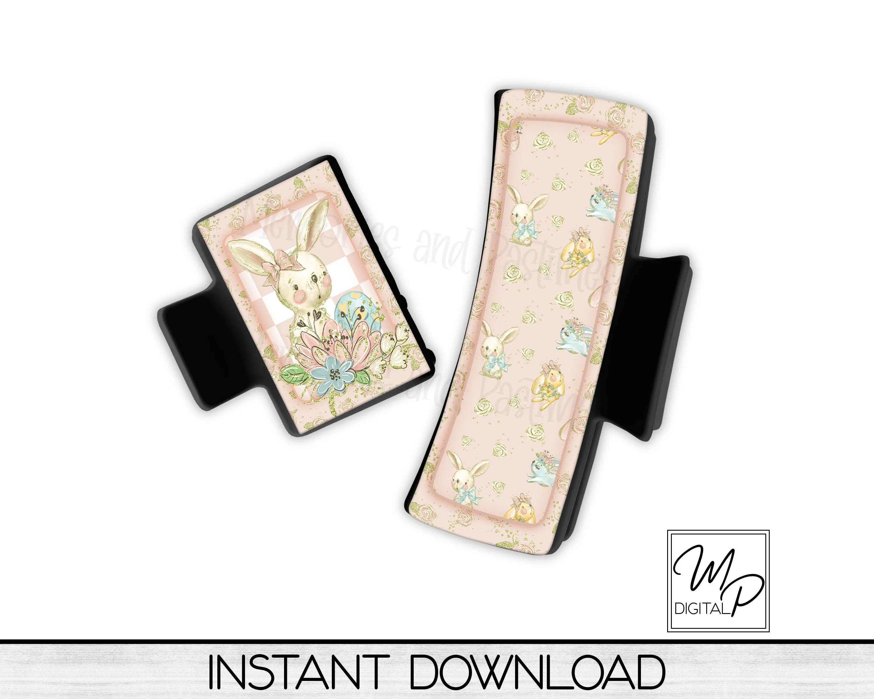 Easter Bunny Hair Clip PNG Sublimation Design, Digital Download