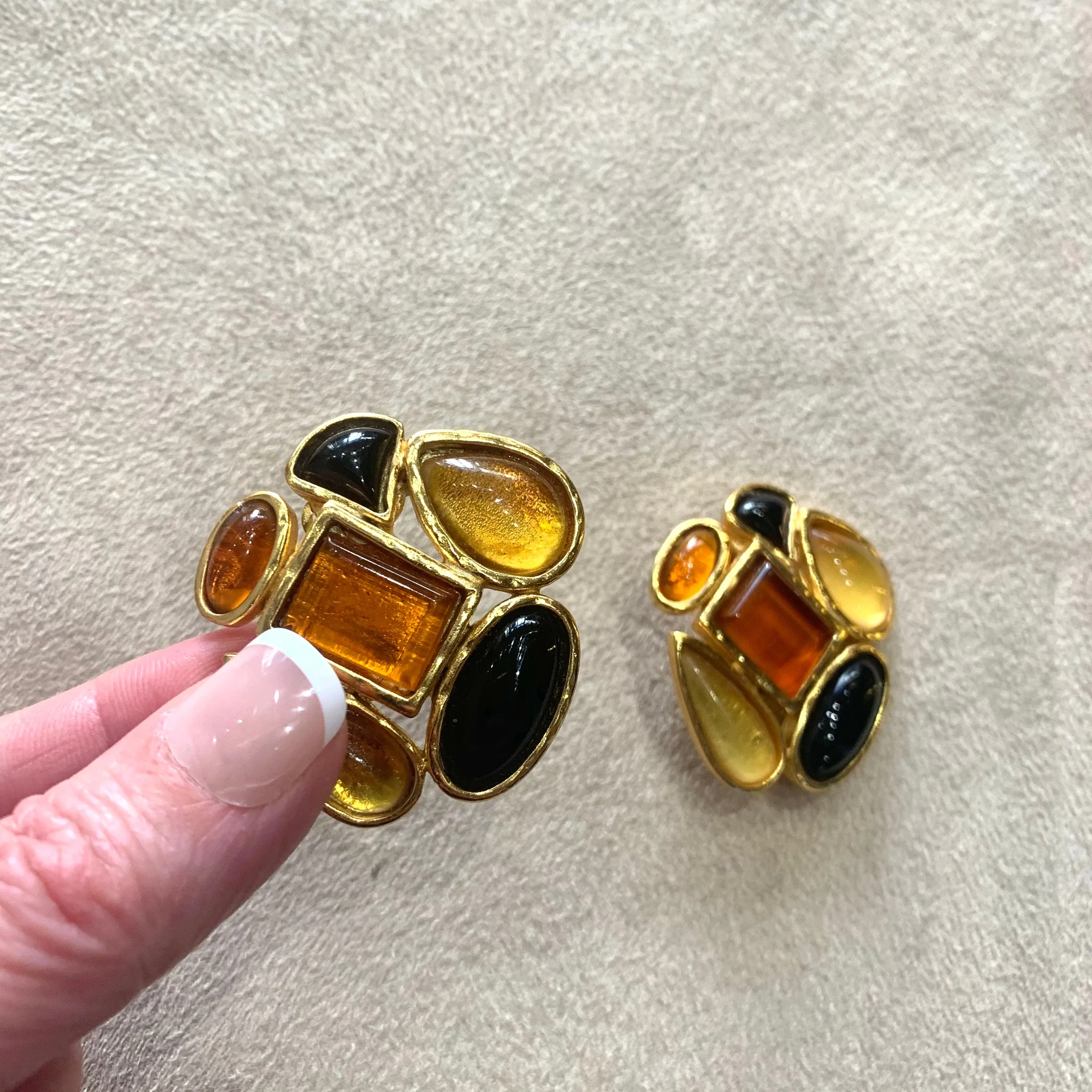 Edouard Rambaud Yellow Amber large clip on earrings