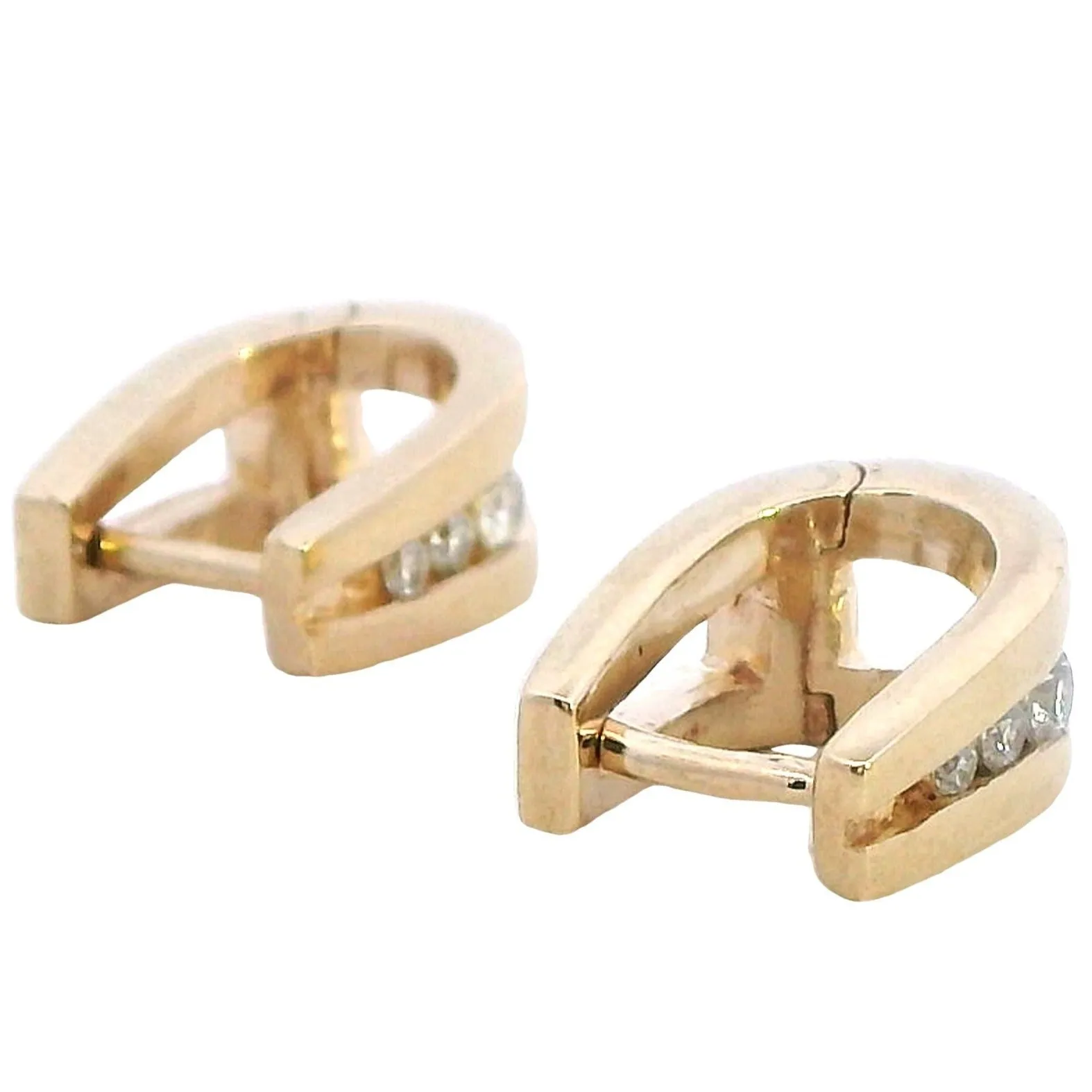 Elegant Diamond - Encrusted Huggie Earrings in 9ct Yellow Gold