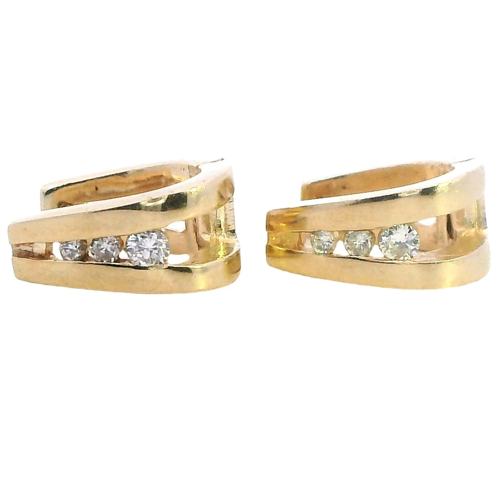 Elegant Diamond - Encrusted Huggie Earrings in 9ct Yellow Gold