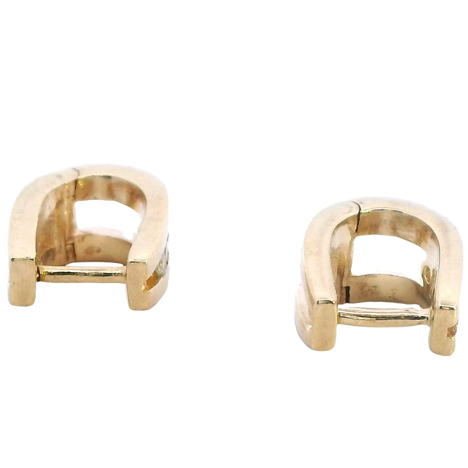 Elegant Diamond - Encrusted Huggie Earrings in 9ct Yellow Gold