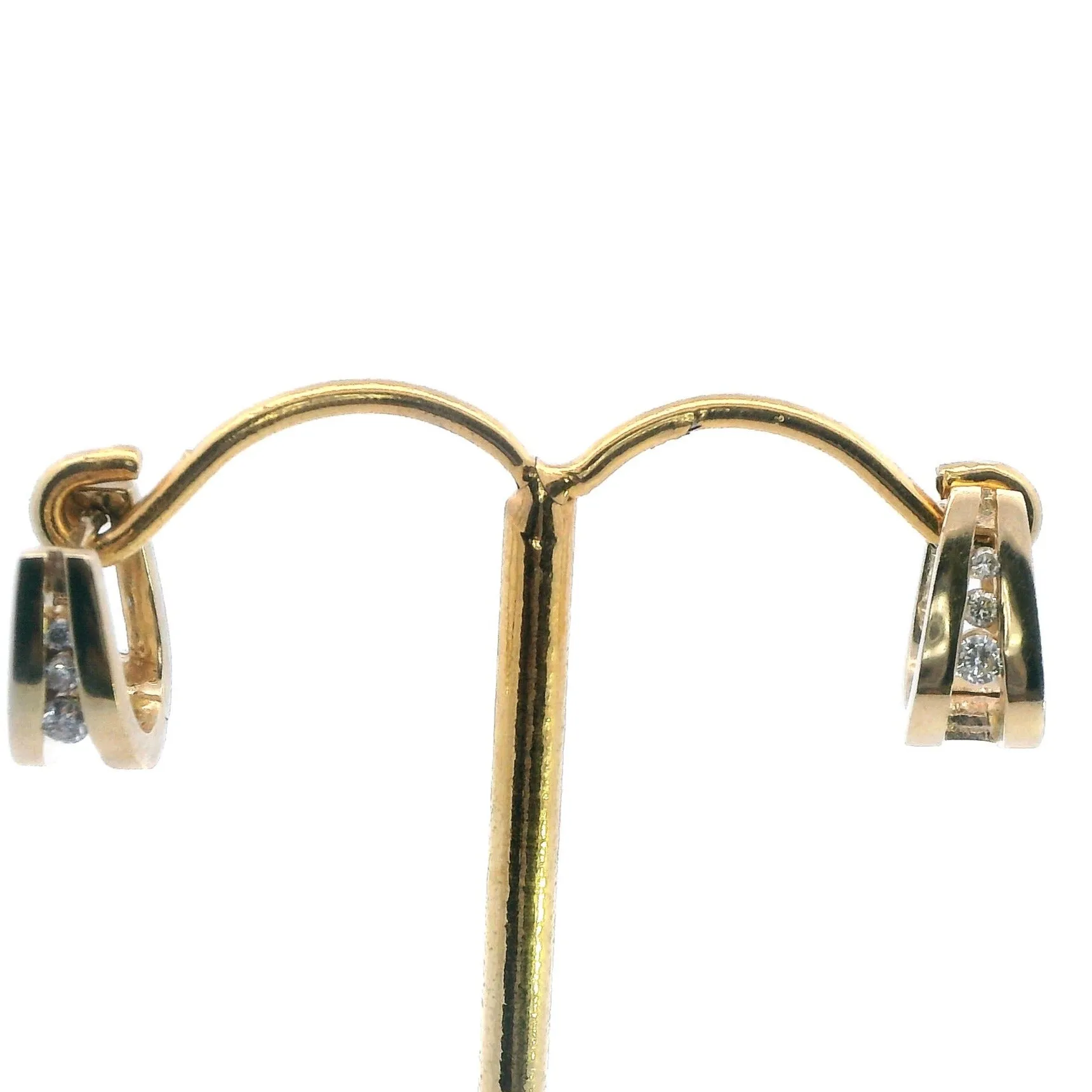 Elegant Diamond - Encrusted Huggie Earrings in 9ct Yellow Gold