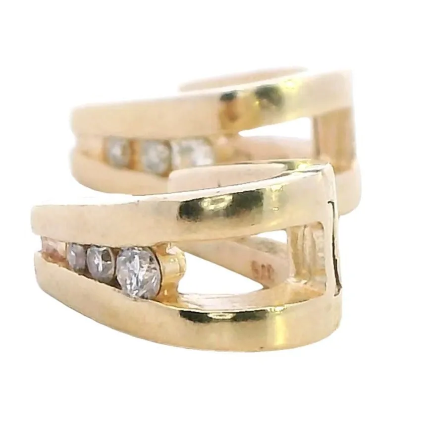 Elegant Diamond - Encrusted Huggie Earrings in 9ct Yellow Gold