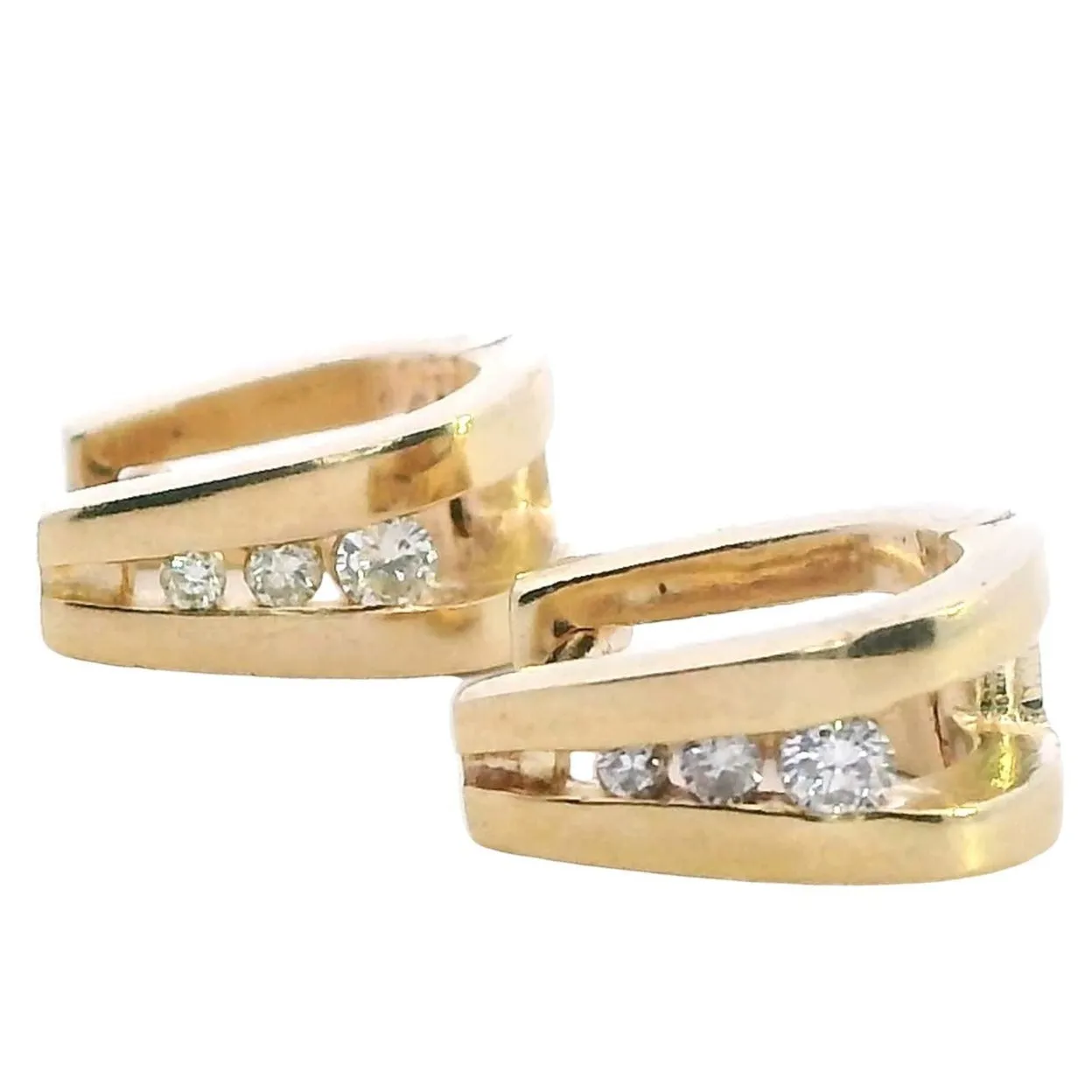 Elegant Diamond - Encrusted Huggie Earrings in 9ct Yellow Gold