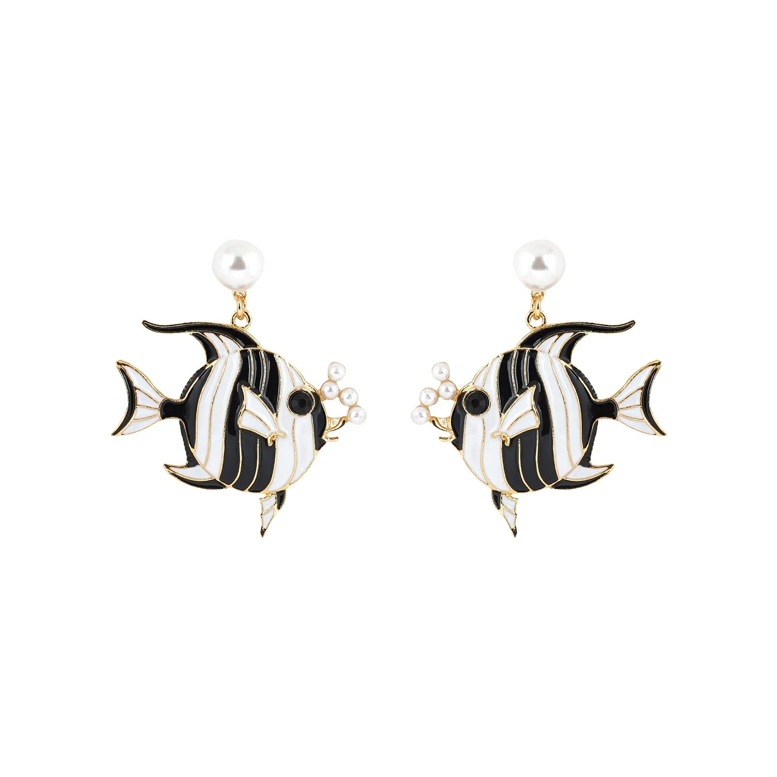 Fika The Fish Black And White Earring