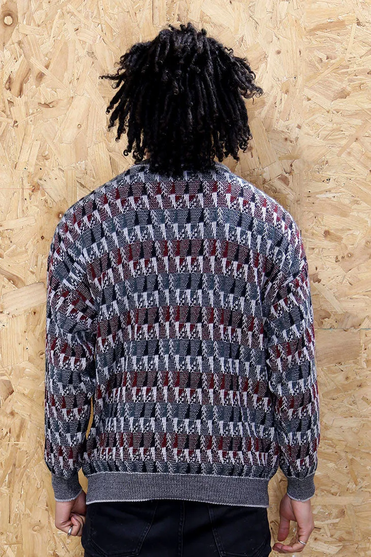 Geometric Knit Grandad Jumper