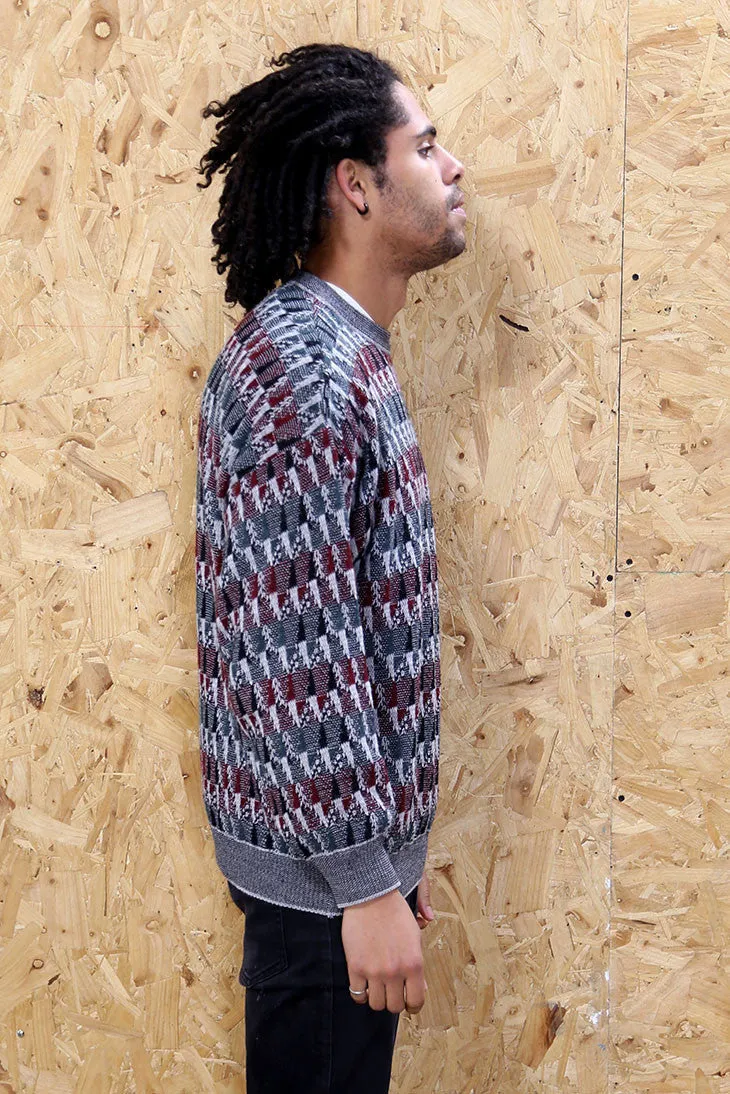 Geometric Knit Grandad Jumper