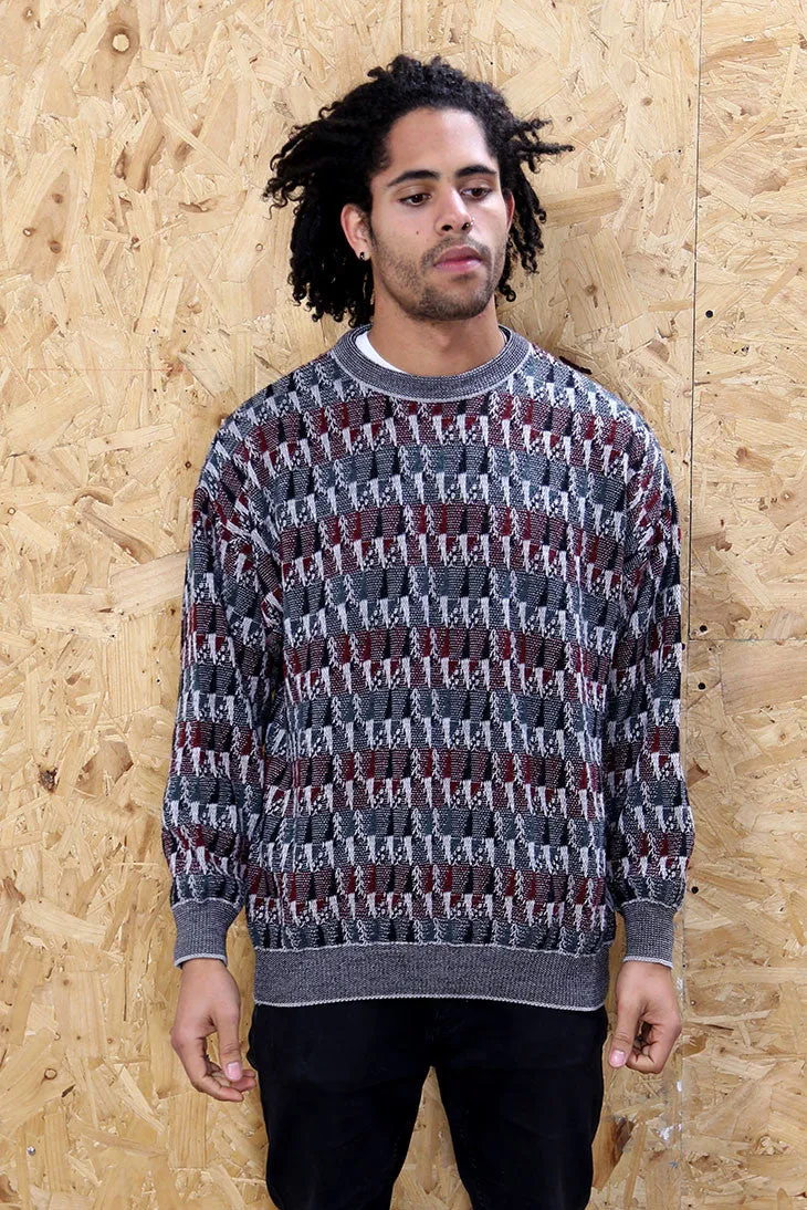 Geometric Knit Grandad Jumper