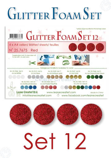 Glitter Foam Set 12, 4 Sheets A4 Red