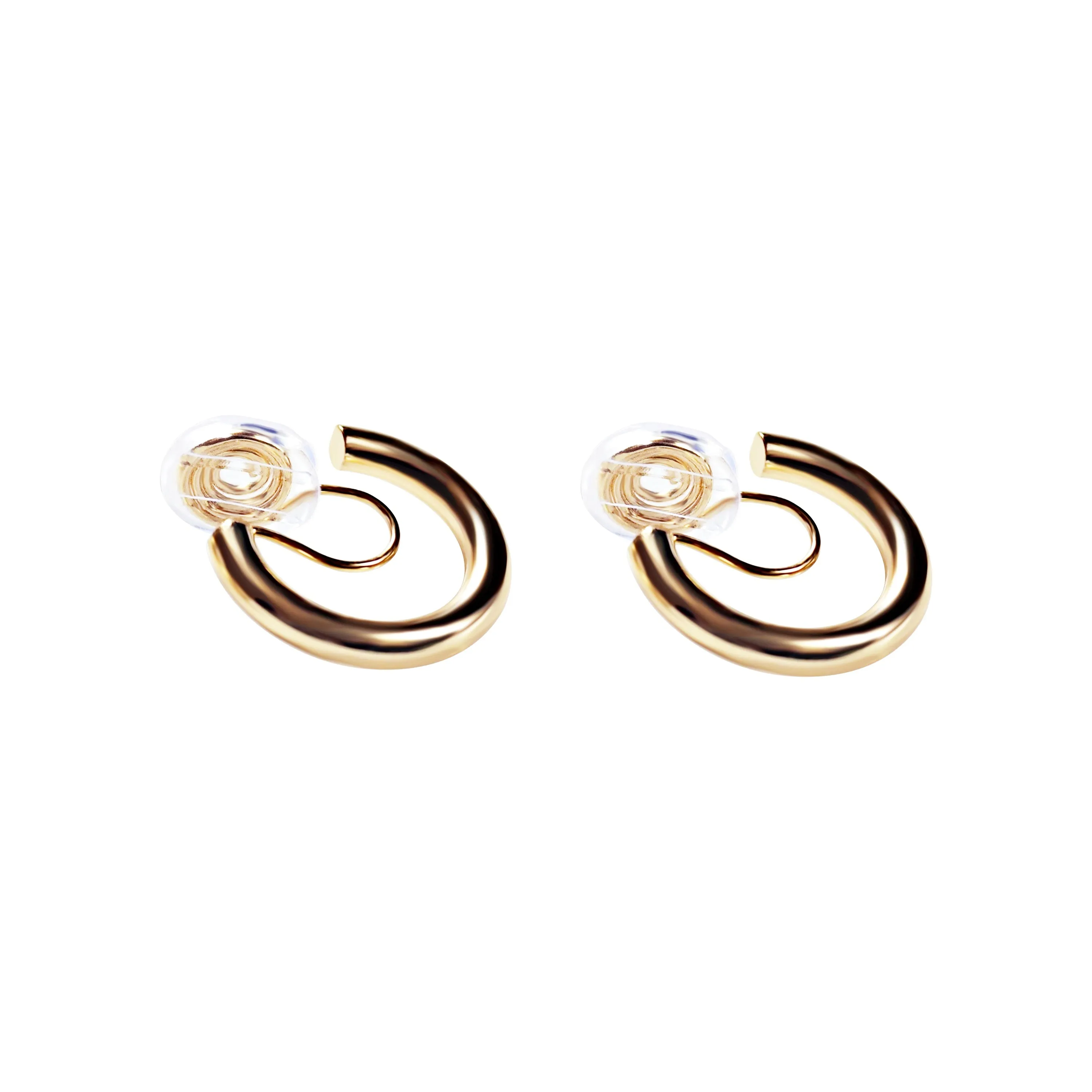 Gold 20mm Angle Adjustable Spiral Clip On Thick Hoop Earrings