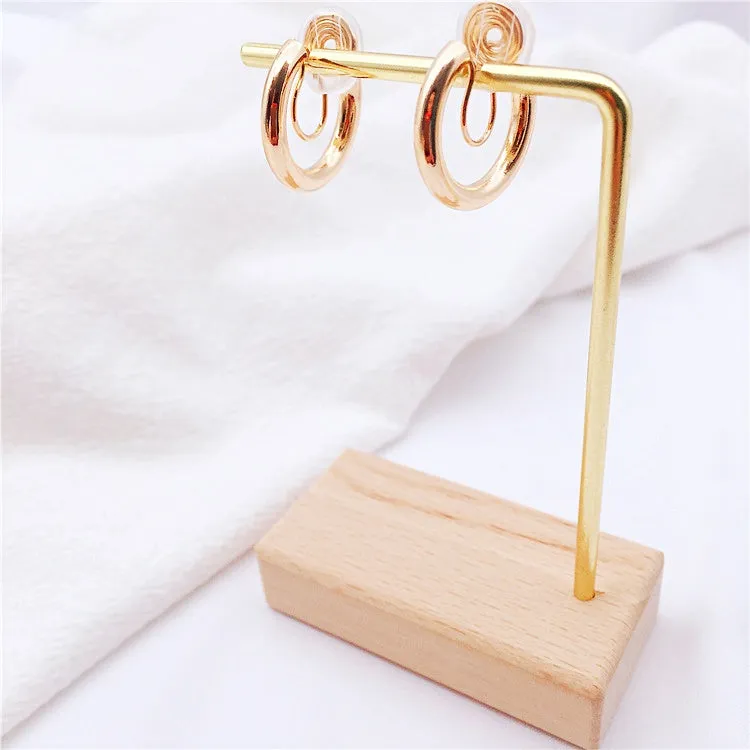 Gold 20mm Angle Adjustable Spiral Clip On Thick Hoop Earrings