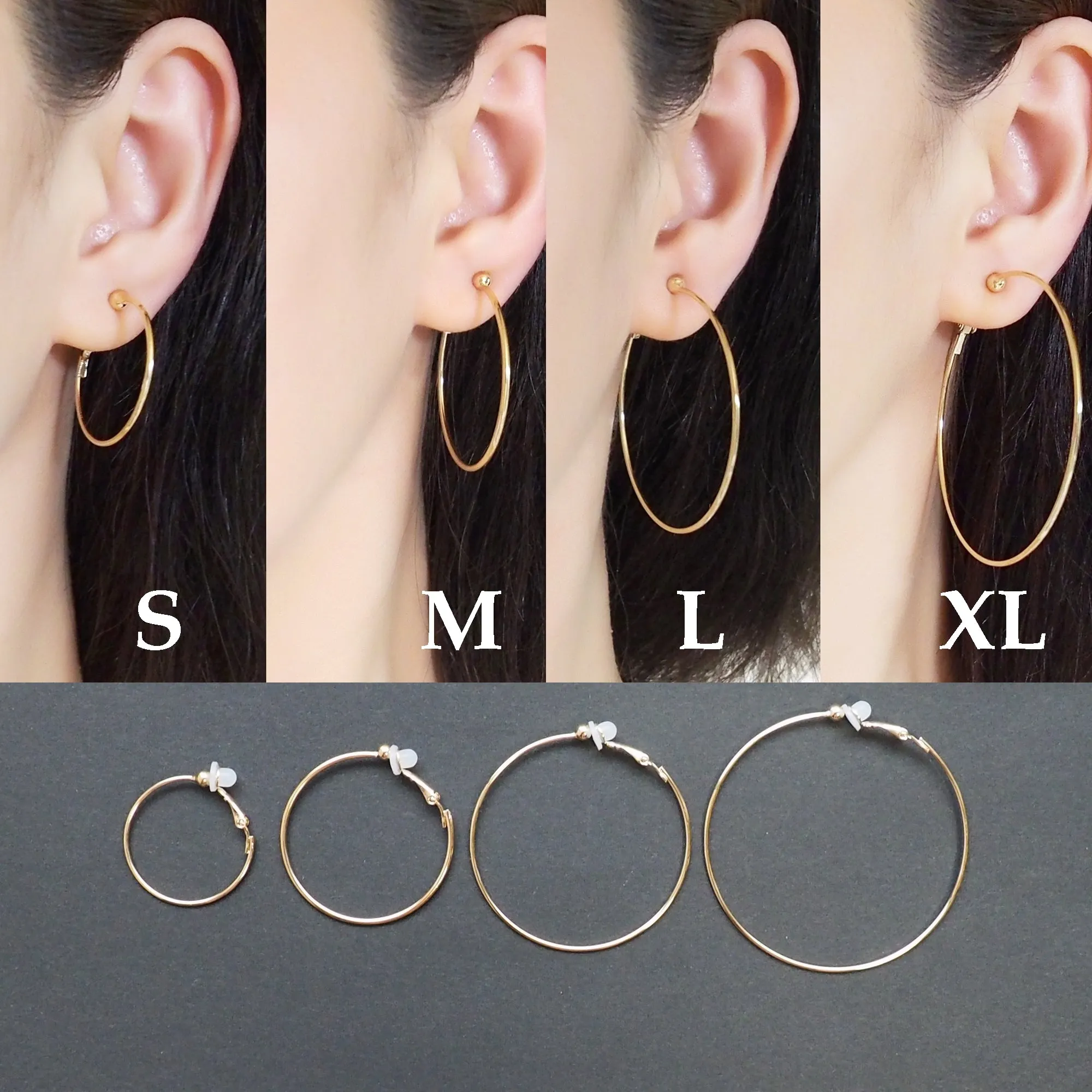 Gold Clip On Hoop Earrings