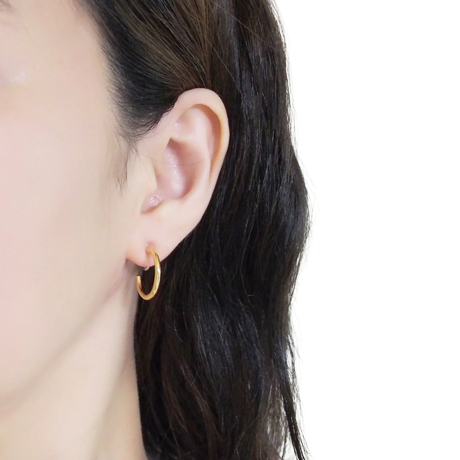 Gold Invisible Clip On Hoop Earrings