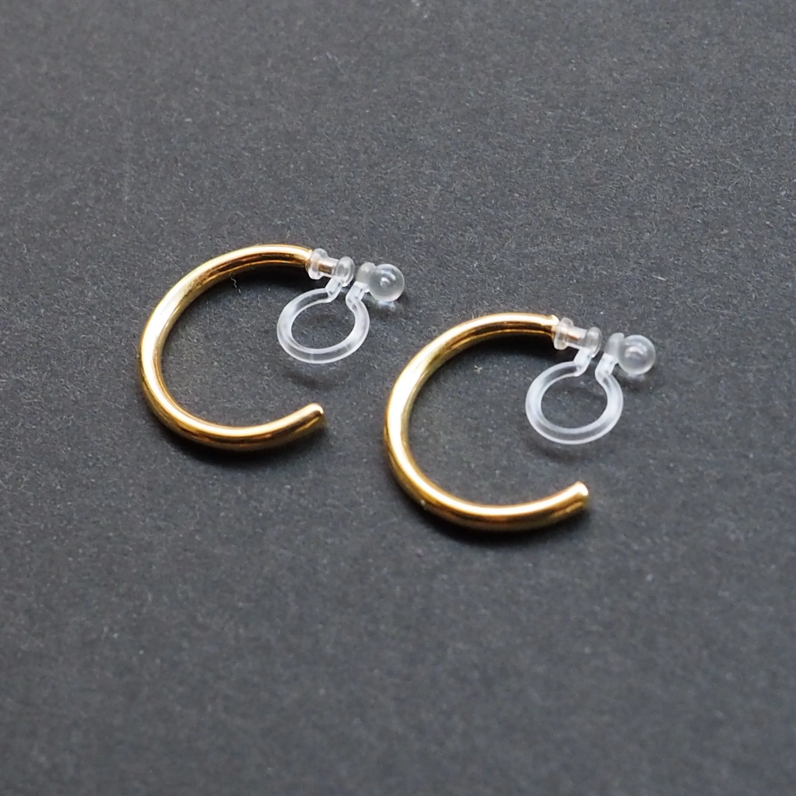 Gold Invisible Clip On Hoop Earrings