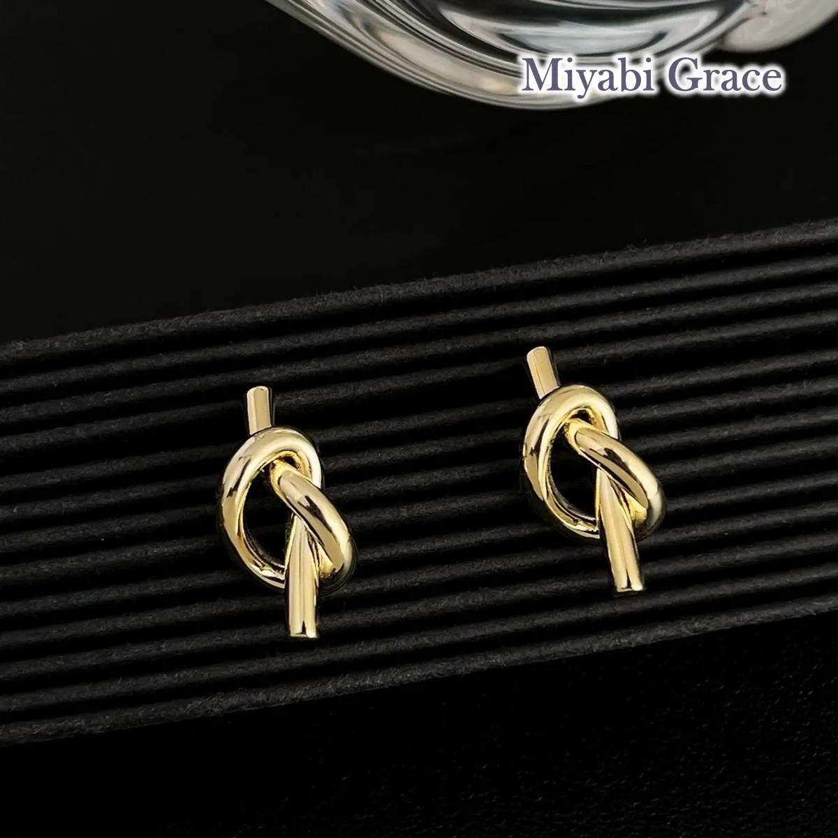 Gold knot Tie Small Invisible Clip On Stud Earrings