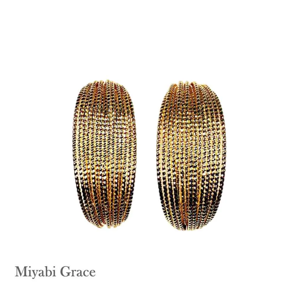 Gold Mesh Invisible Clip On Hoop Earrings