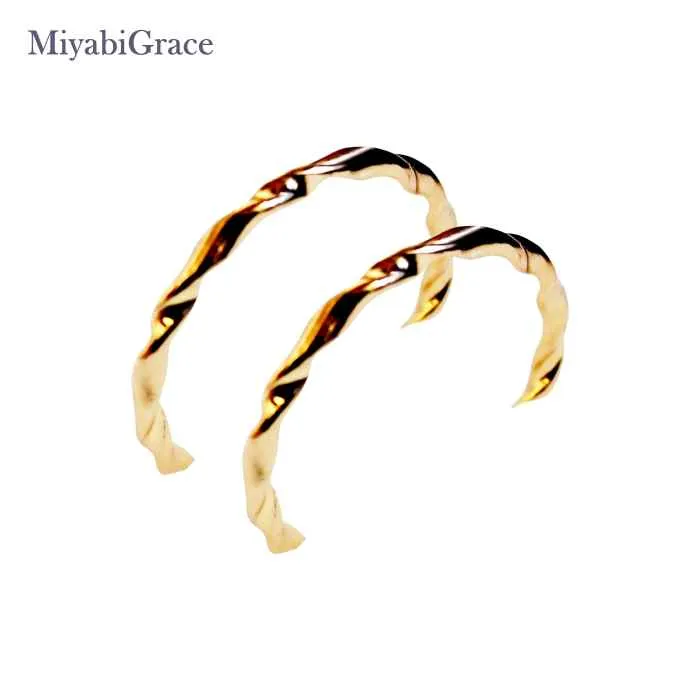 Gold Twisted 30mm Invisible Clip On Earrings