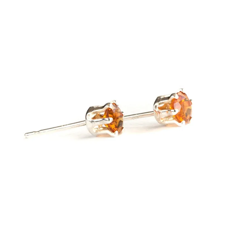 Golden Citrine and Silver Post Earrings