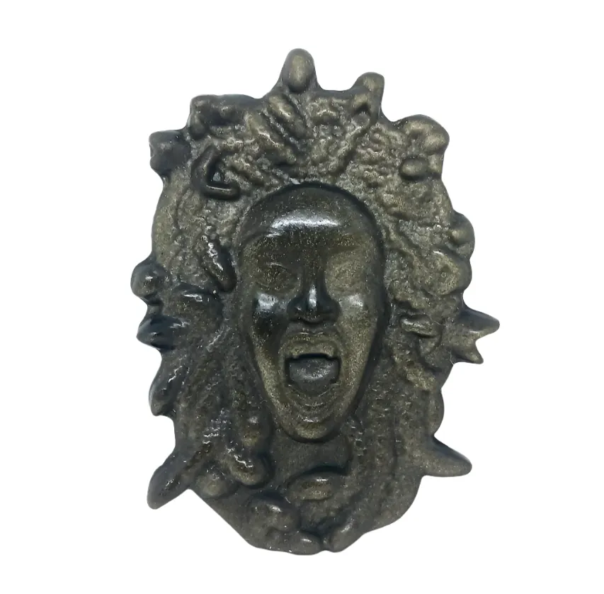 Golden Obsidian Crystal Medusa Carving