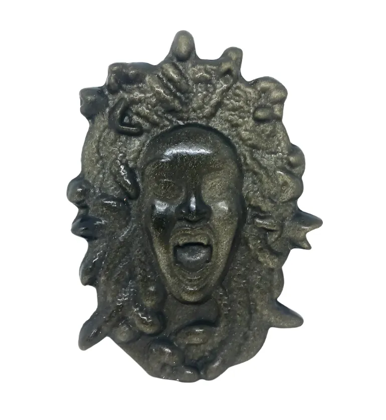 Golden Obsidian Crystal Medusa Carving