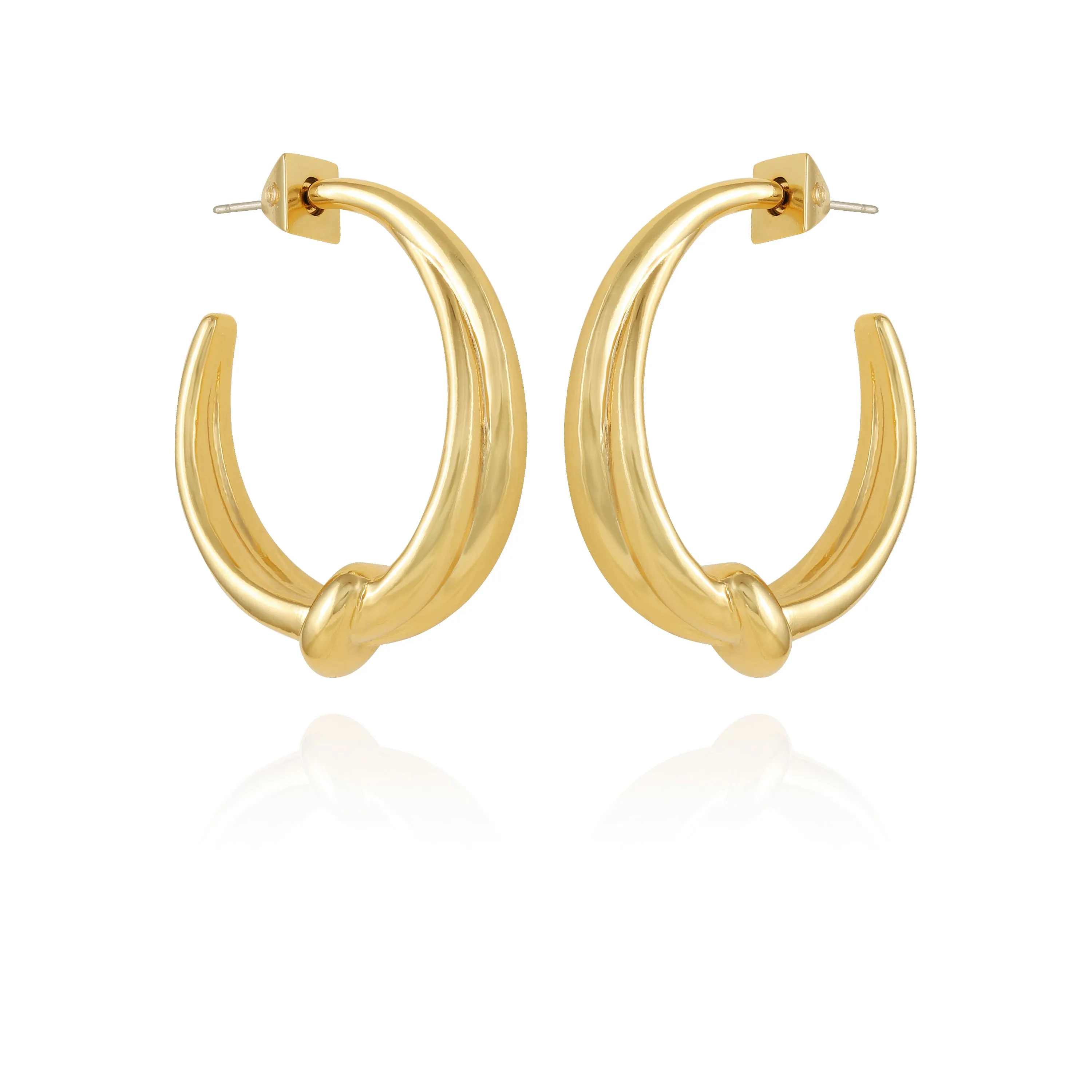 Goldtone Open Knotted Hoop Earrings