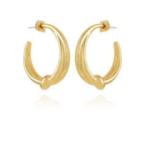 Goldtone Open Knotted Hoop Earrings