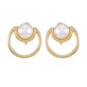 Goldtone Pearl Clip On Earrings