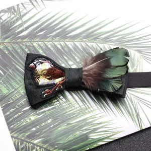 Graphic Sparrow Tail Feather Bow Tie