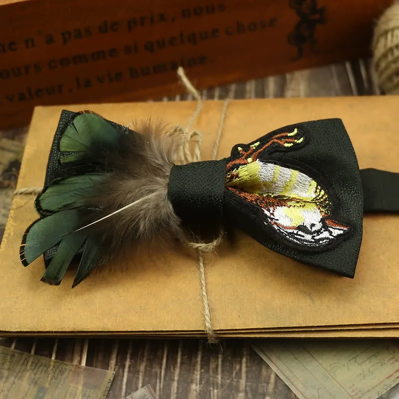 Graphic Sparrow Tail Feather Bow Tie