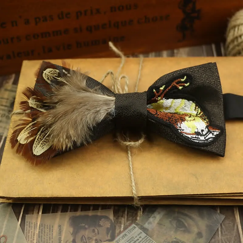 Graphic Sparrow Tail Feather Bow Tie