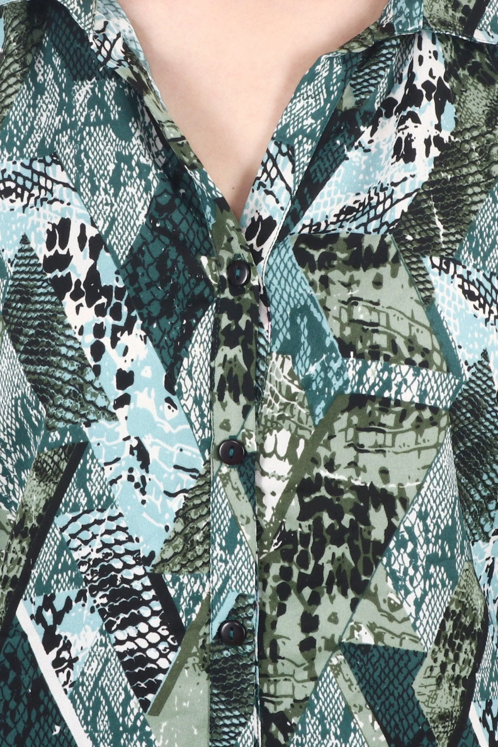 Green Abstract Square Printed Shirt