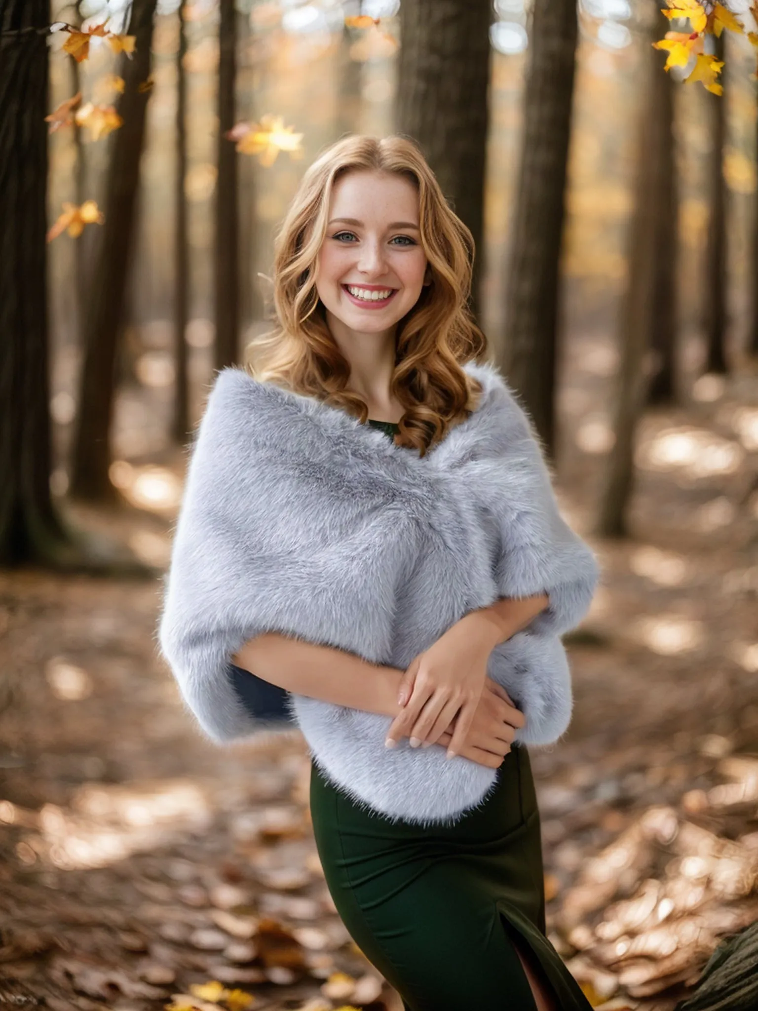 Grey Faux Fur Shawl with hooks and eye (Butterly Gry07)