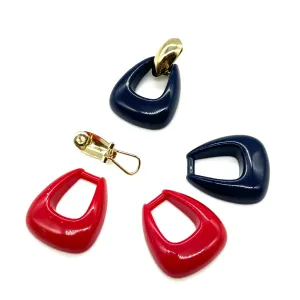 Intermix Navy & Red Pyramid KJL Earrings