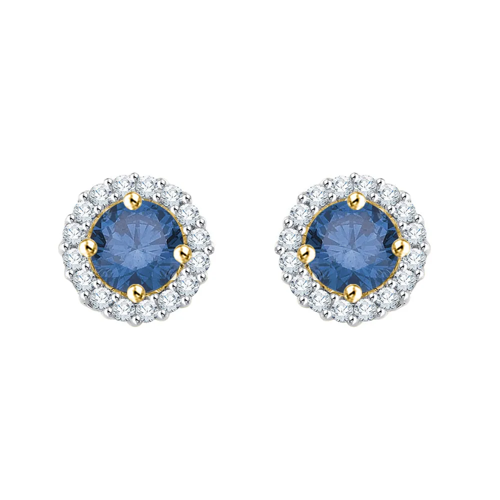 KATARINA Diamond Halo Earrings with Center Diamond (1/2 cttw GH, I2/I3)