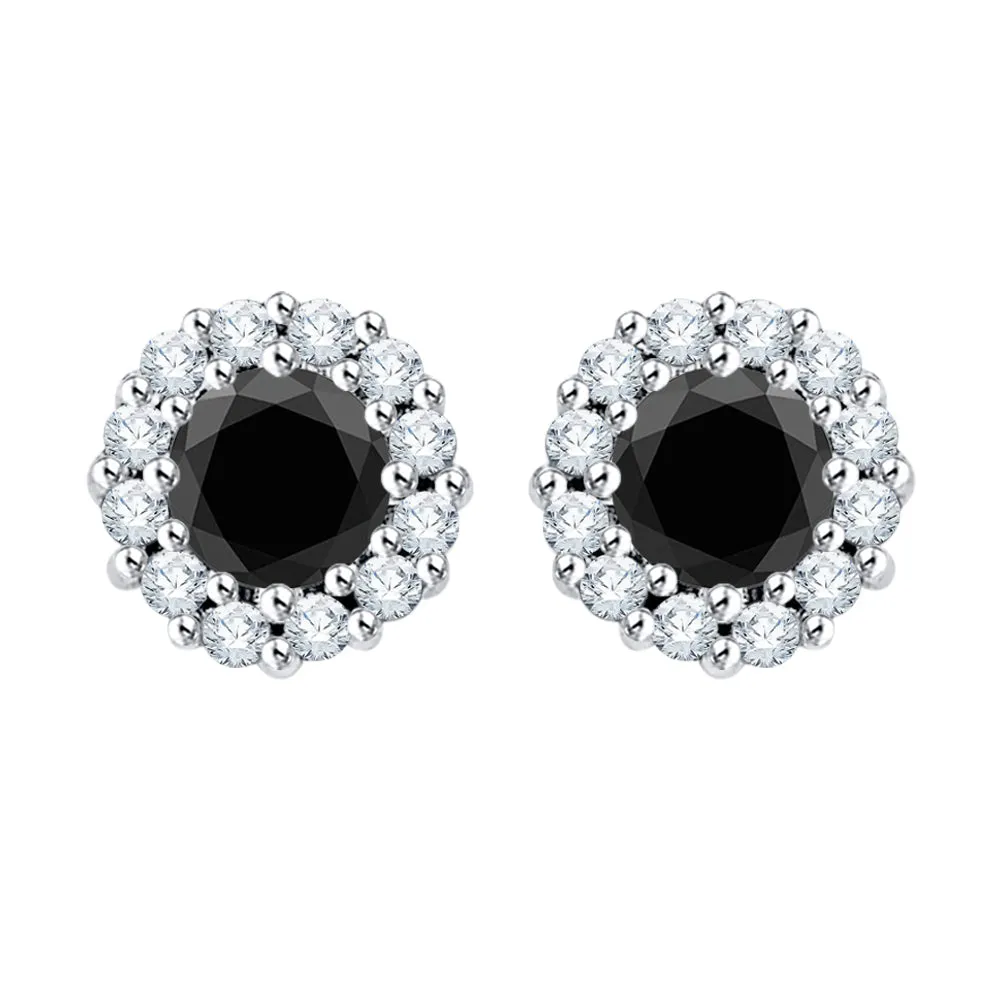 KATARINA Diamond Halo Earrings with Center Diamond (1/2 cttw GH, I2/I3)