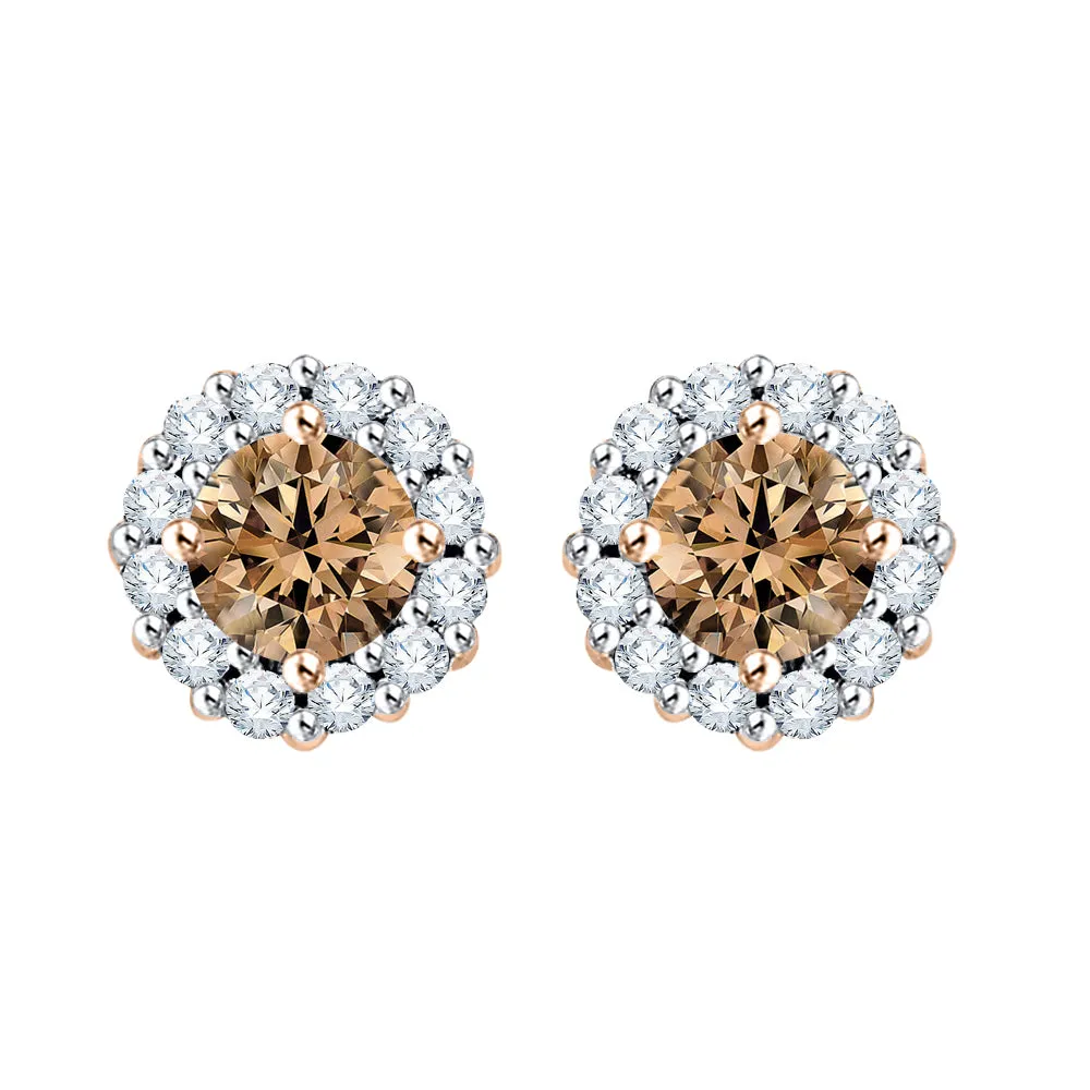 KATARINA Diamond Halo Earrings with Center Diamond (1/2 cttw GH, I2/I3)