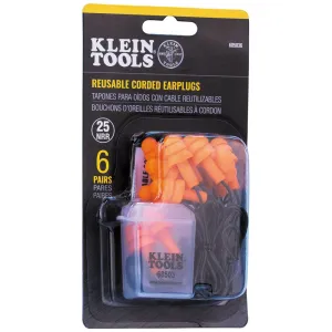 Klein 605036 Corded Earplugs, 6-Pair Pack