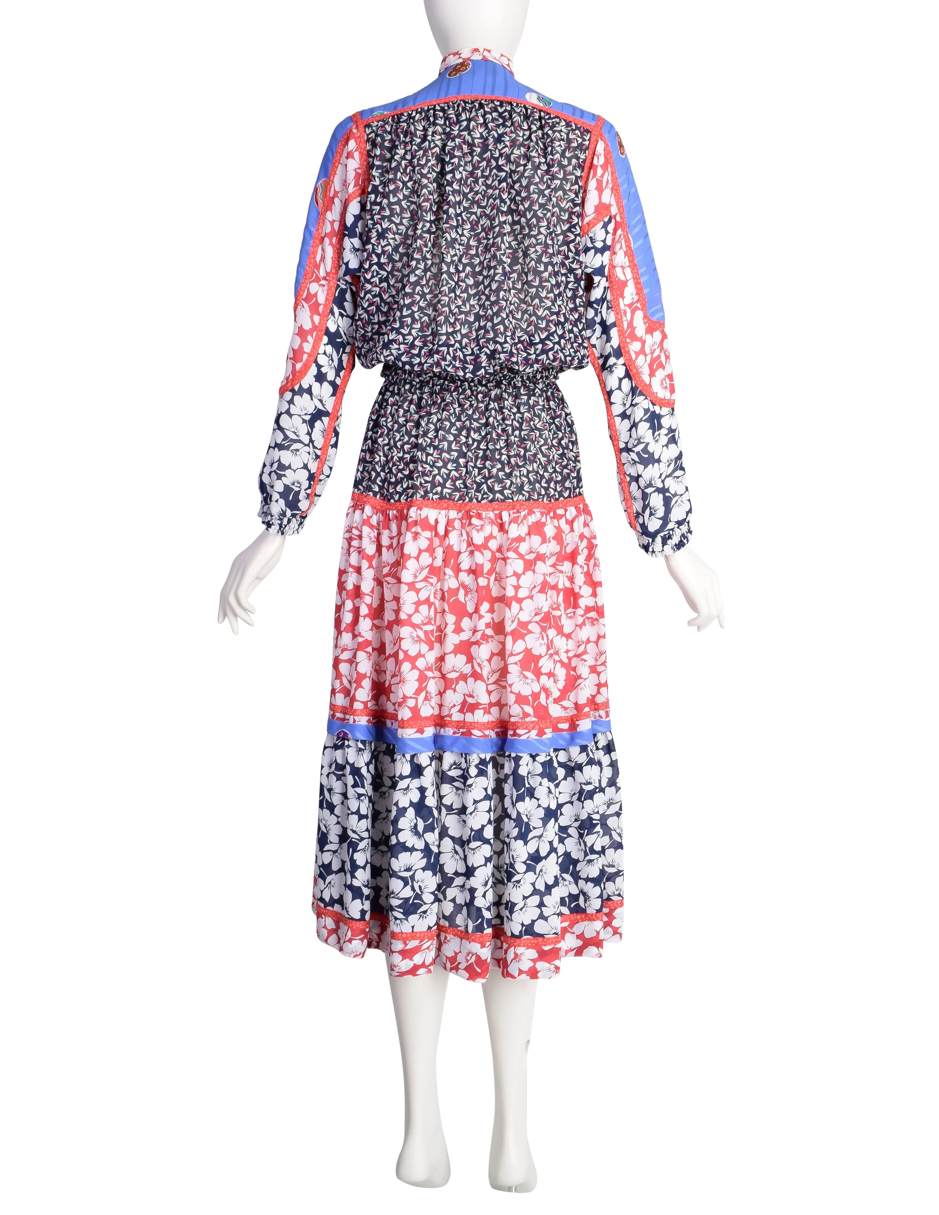 Koos van den Akker Vintage 1980s Mixed Print Patchwork Top and Skirt Ensemble