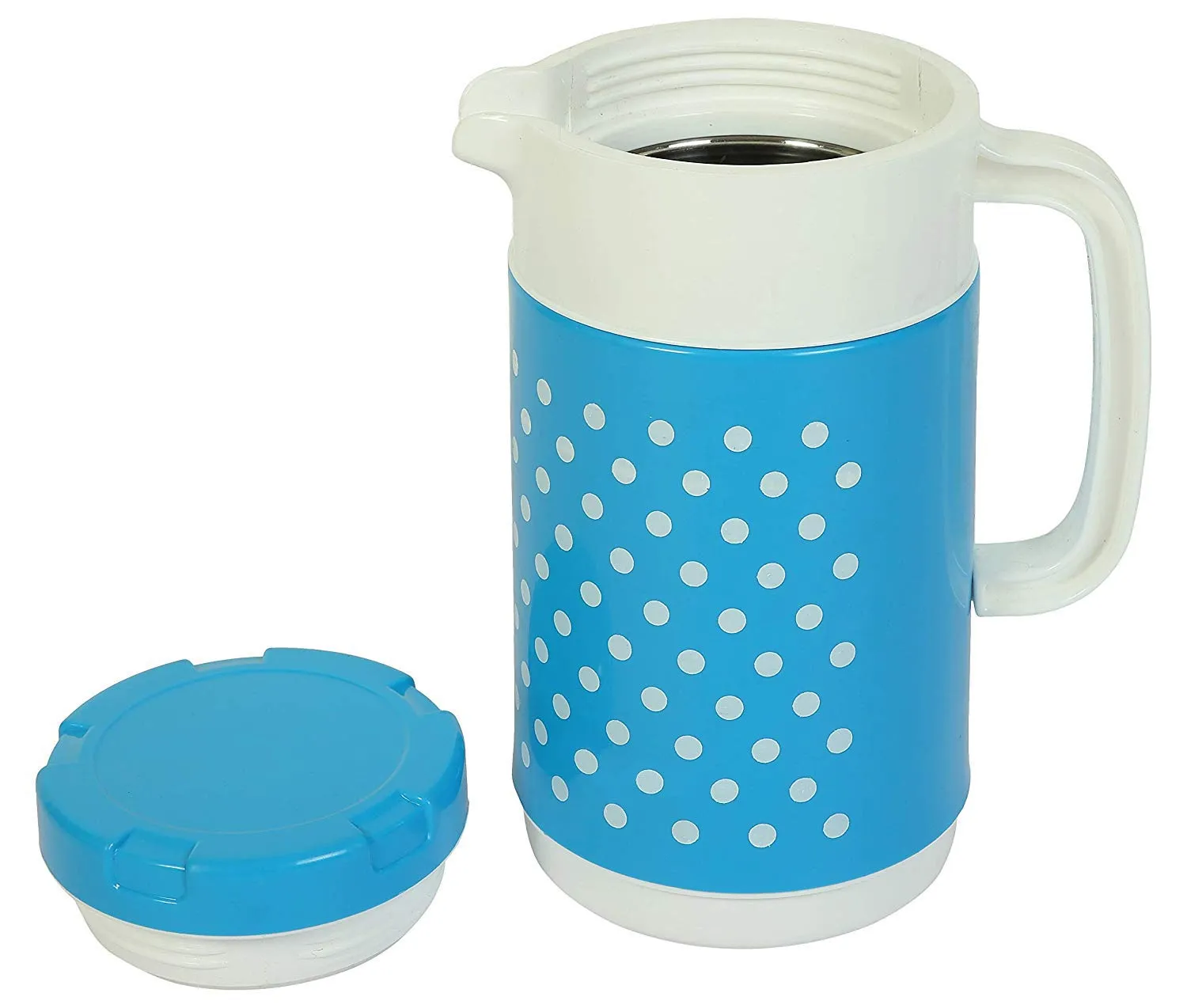 Kuber Industries Polka Dots Design 2 Pieces Insulated Orchid Tuff Jug Flask 1500 Ml (Blue)