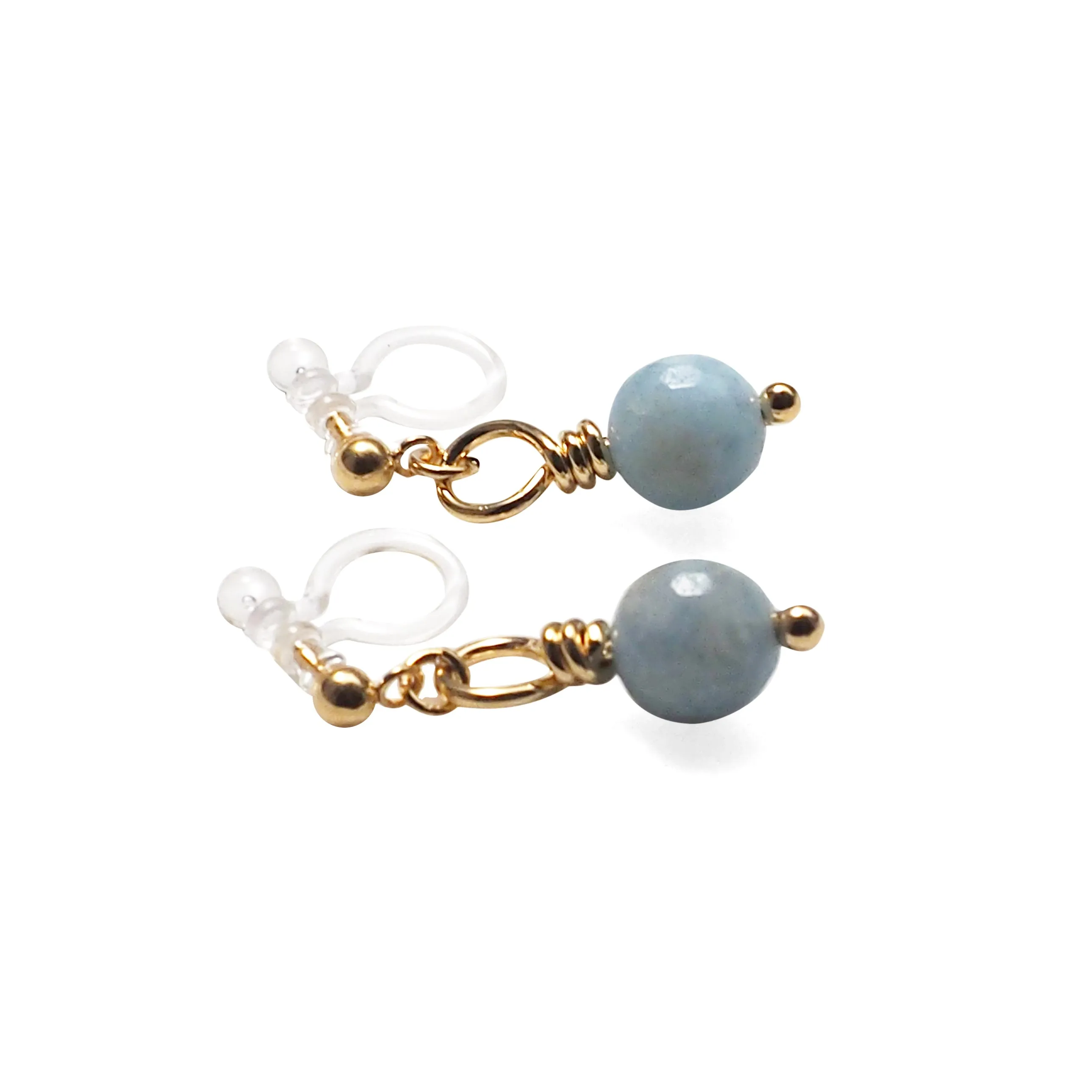 Light Blue Aquamarine Invisible Clip On Earrings