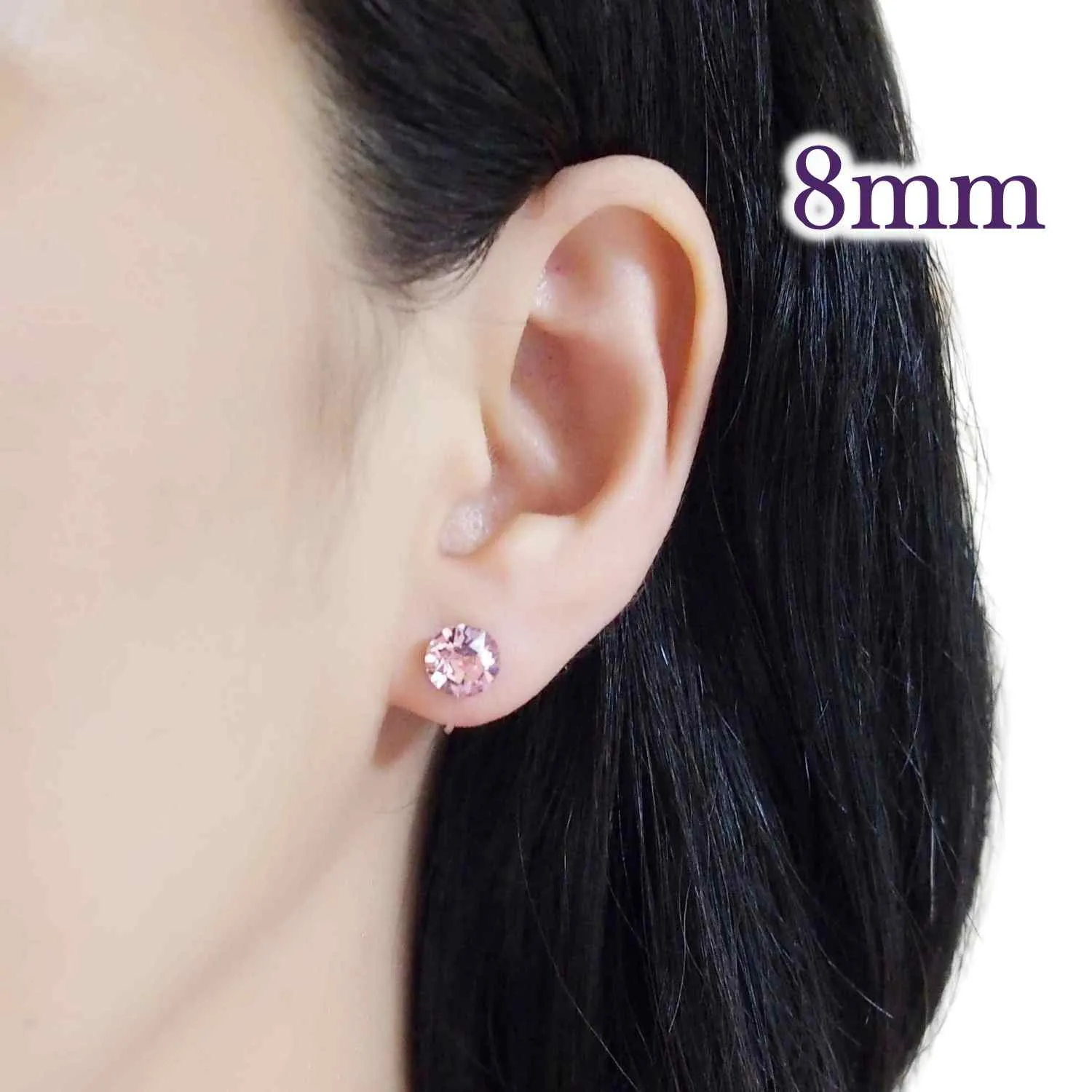 Light Rose Pink Swarovski Crystal Screw-Back Invisible Clip On Stud Earrings