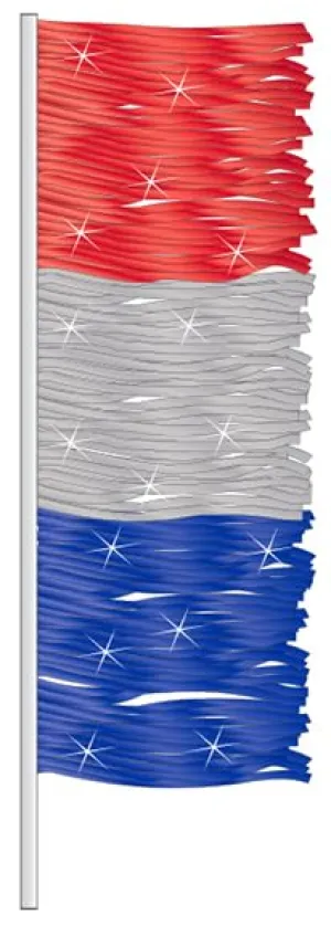 Metallic Antenna Flags for Car Antennas - Fringe Strips or Triangular Shape Flags - Red, Silver, and Blue Patriotic Flags with Easy-Slide 32" Sleeve