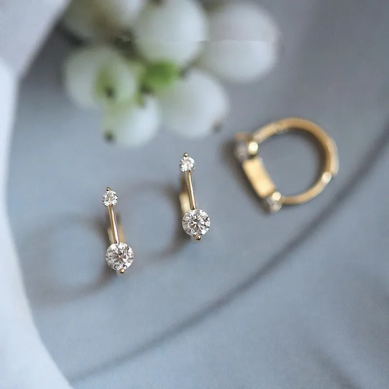 Minimalist Sparkling Zircon Adorned U-shaped Clip-On Earrings