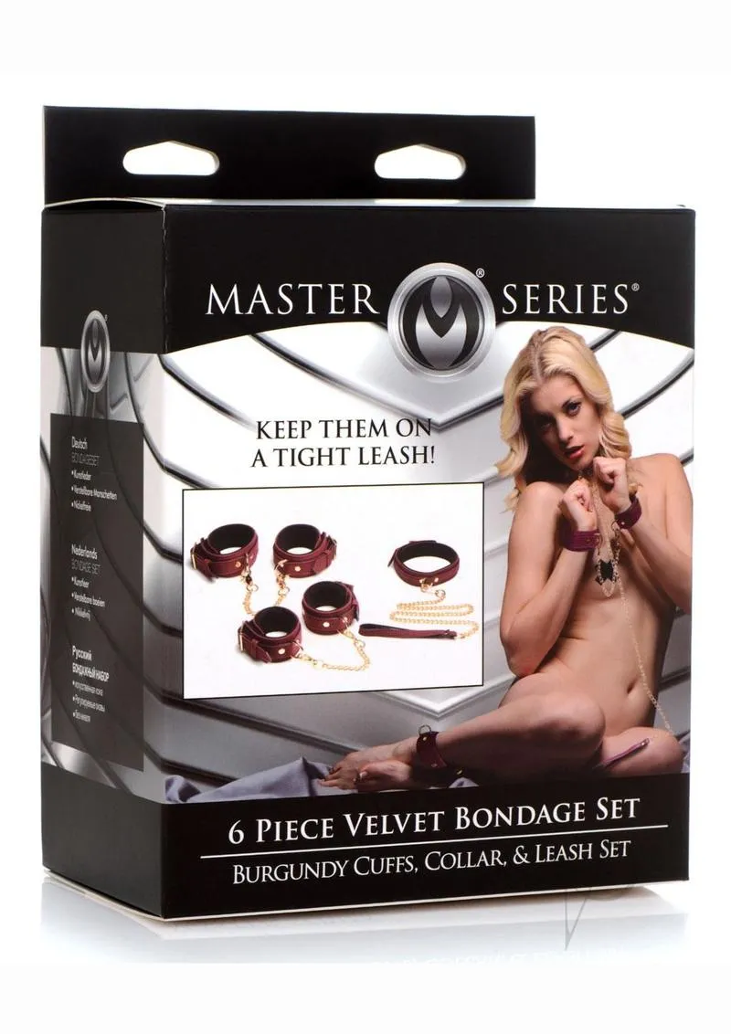 Ms Velvet Bondage Set 6pc Burgundy