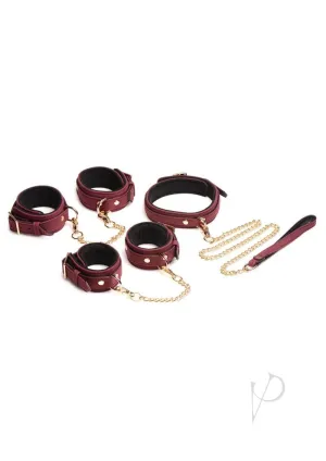 Ms Velvet Bondage Set 6pc Burgundy