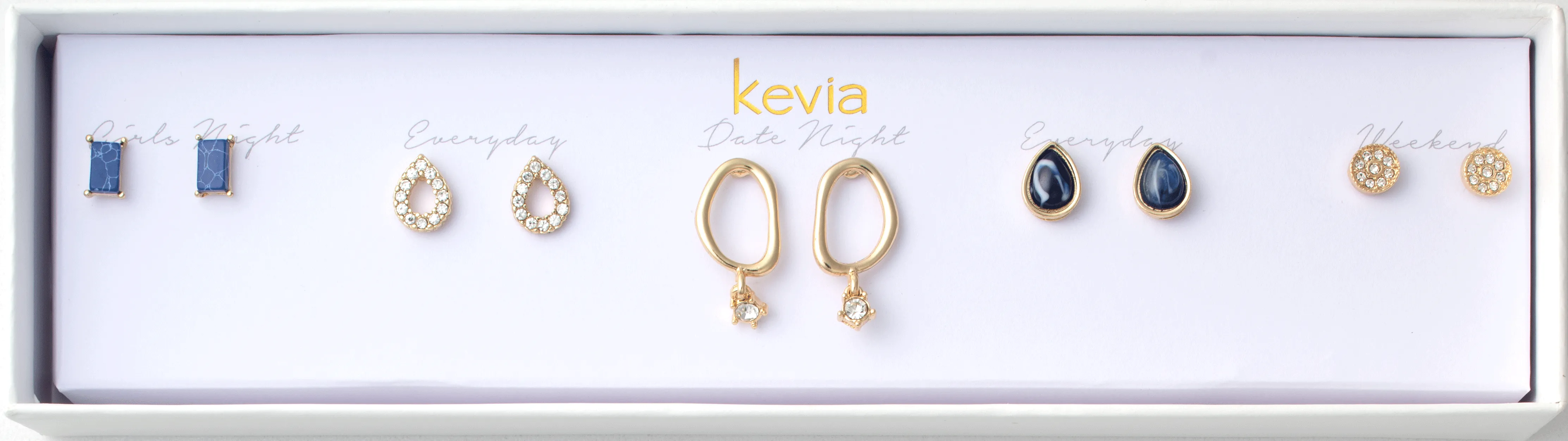 Navy & Gold Post Earring Set