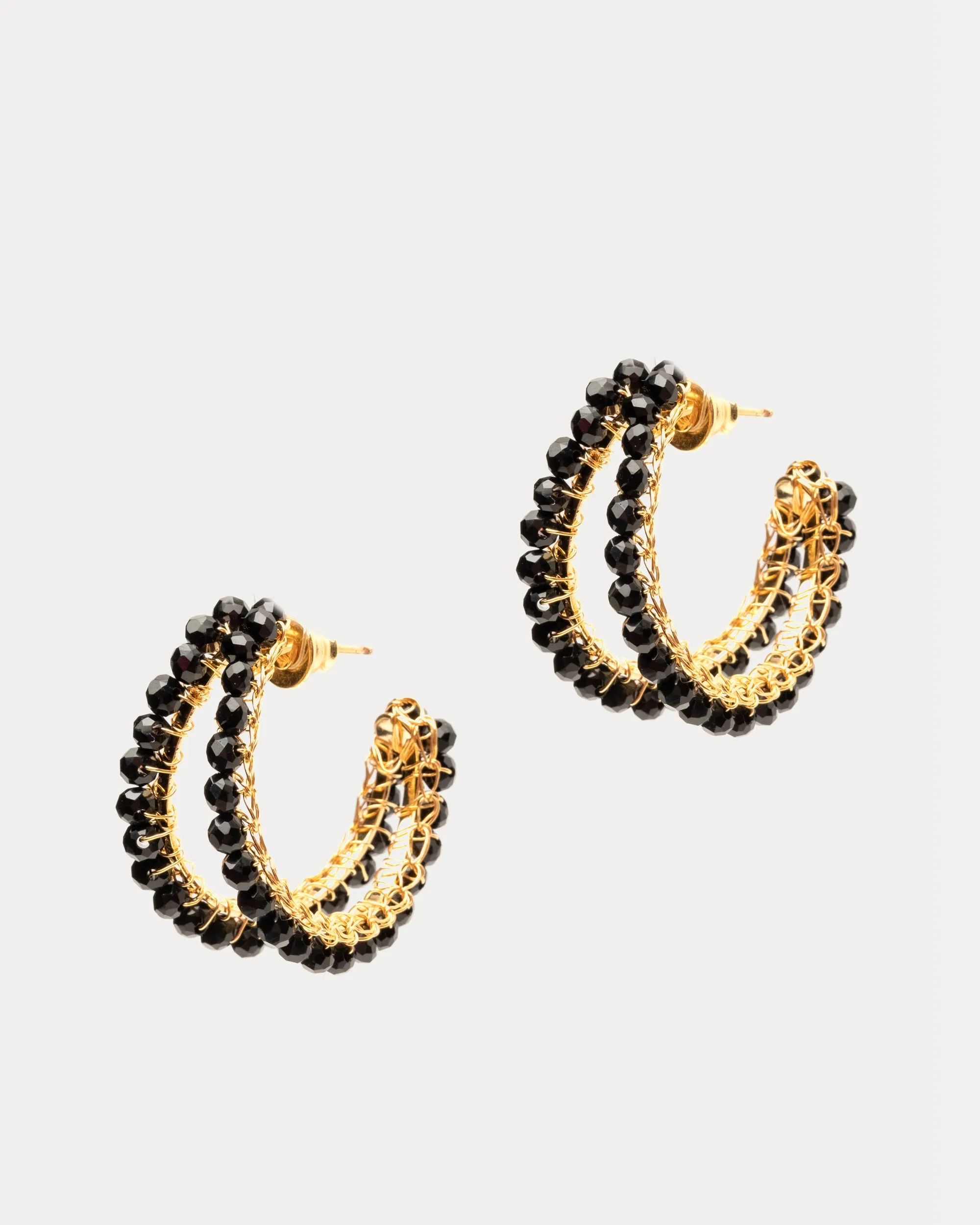 Nina Maxi Earring Black Gold