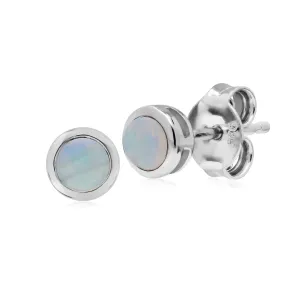 Opal Ohrring, Sterlingsilber Einfaches Opal Blende Runde Ohrstecker Ohrringe