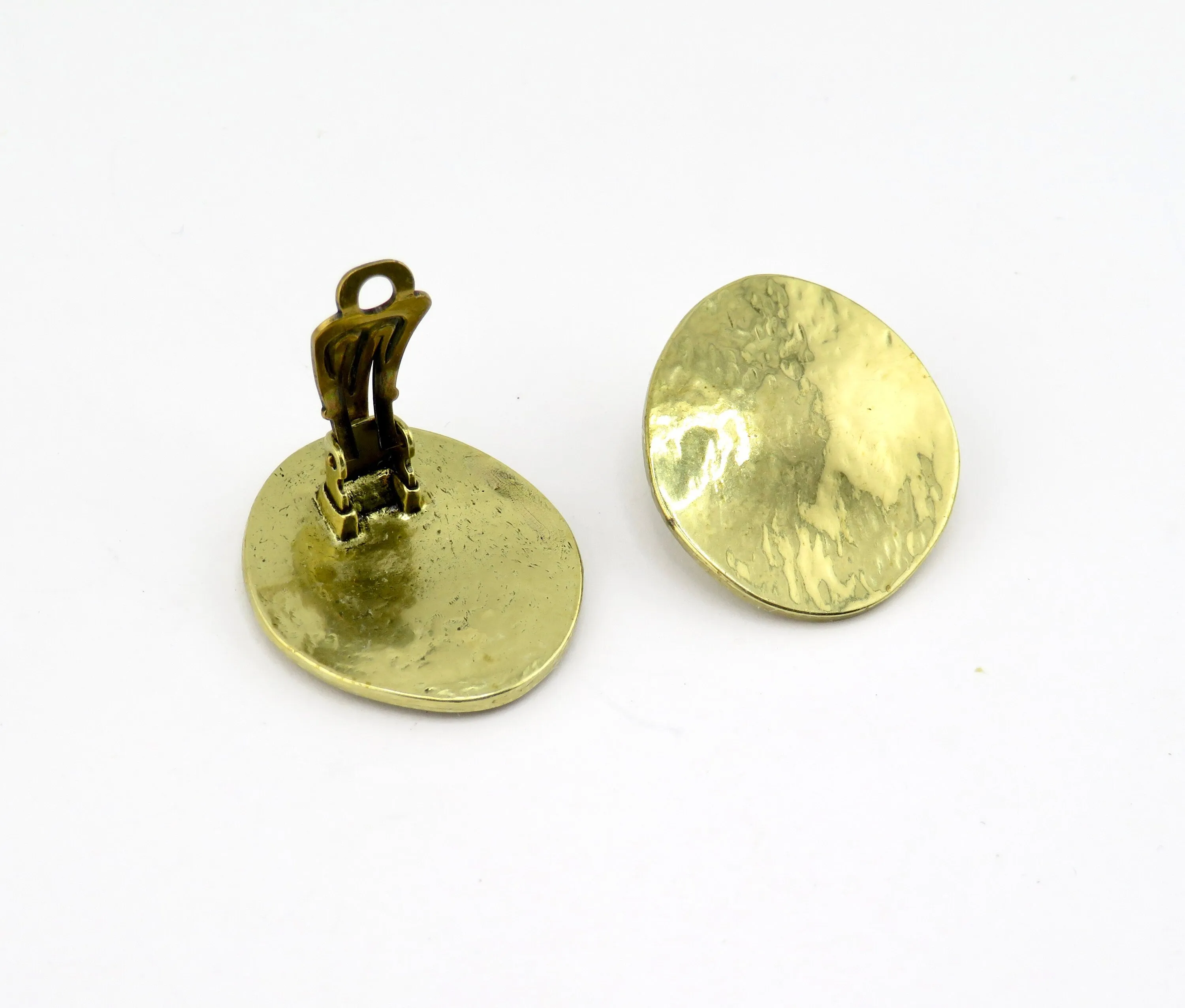 Oval Clip On Earrings - Gold